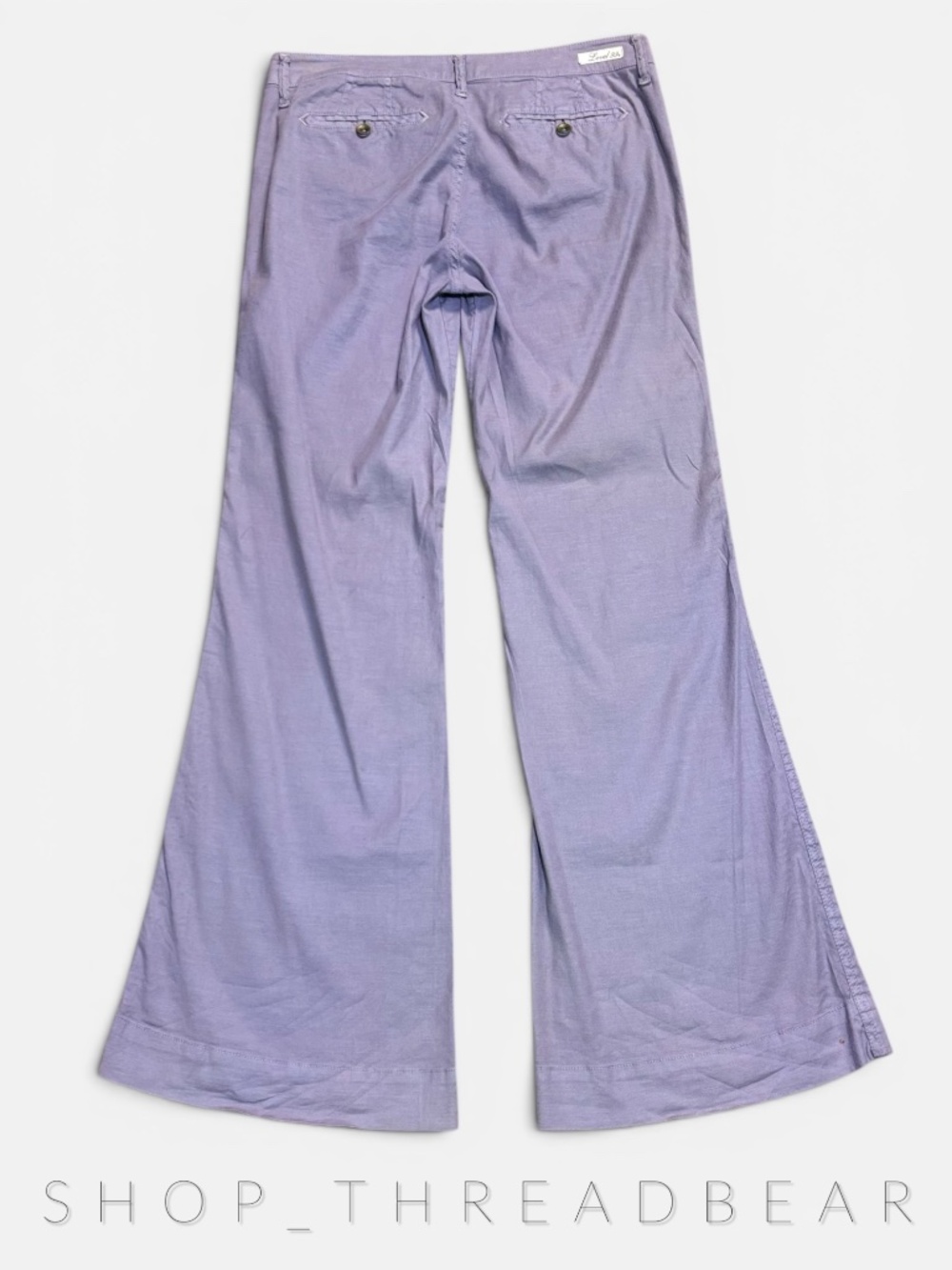 EUC {Level 99 · Anthro} Linen! Purple Gray Low Rise Wide Flare Leg Pants | 30 - Picture 11 of 12